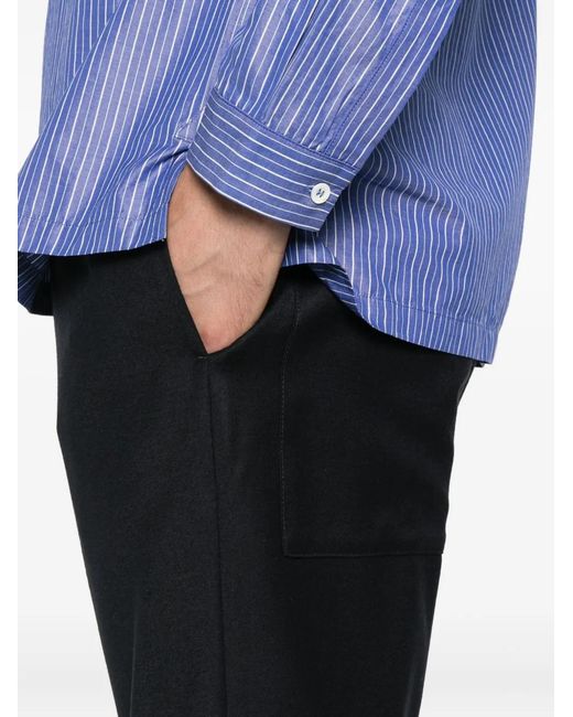 Barena Black Elastic-Waist Wool Trousers for men
