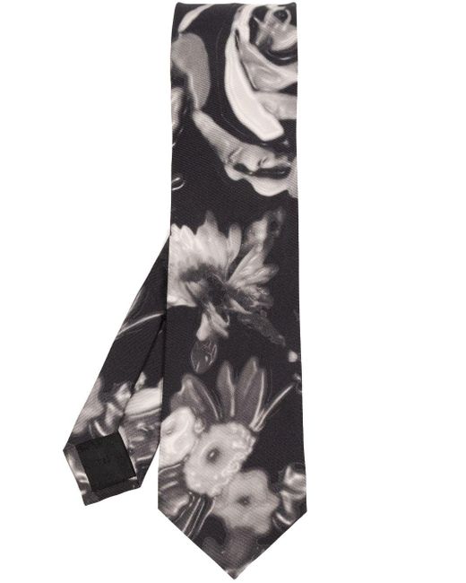 Cravate en soie à fleurs Alexander McQueen pour homme en coloris White