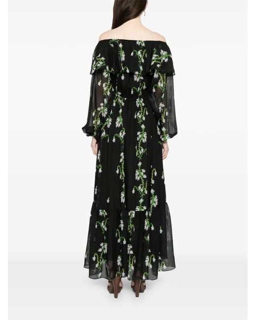 Cynthia Rowley Black Off-Shoulder Silk Maxi Dress