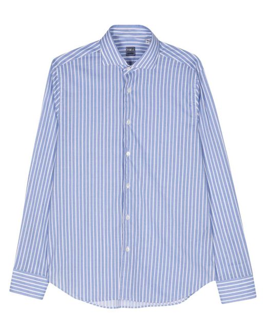 Fedeli Blue Sean Striped Shirt for men