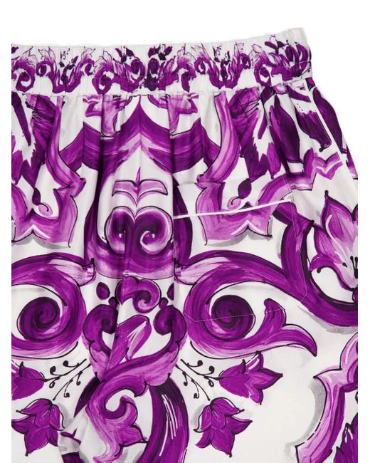 Dolce & Gabbana Purple Majolica-Print Palazzo Pants