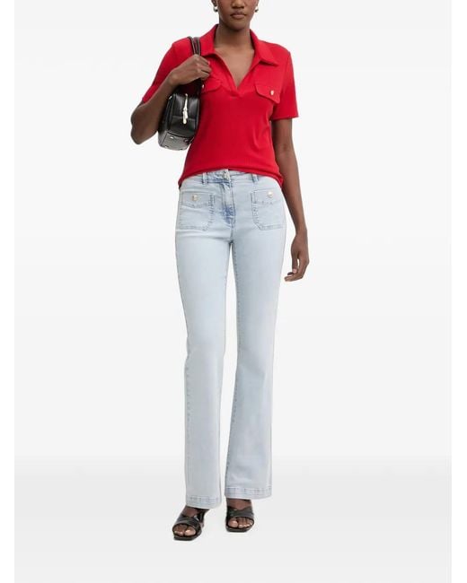Morgan Blue Button-Detail Flared Jeans