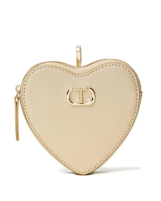 Twinset Natural Heart-Shaped Zip-Around Purse