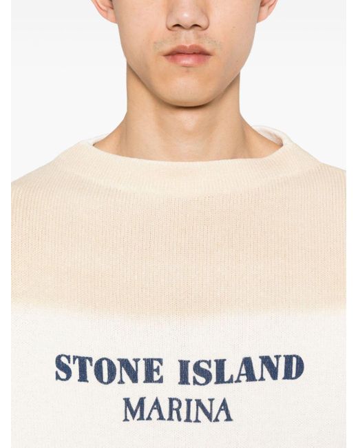 Stone Island Pullover mit Logo-Print in Natural für Herren