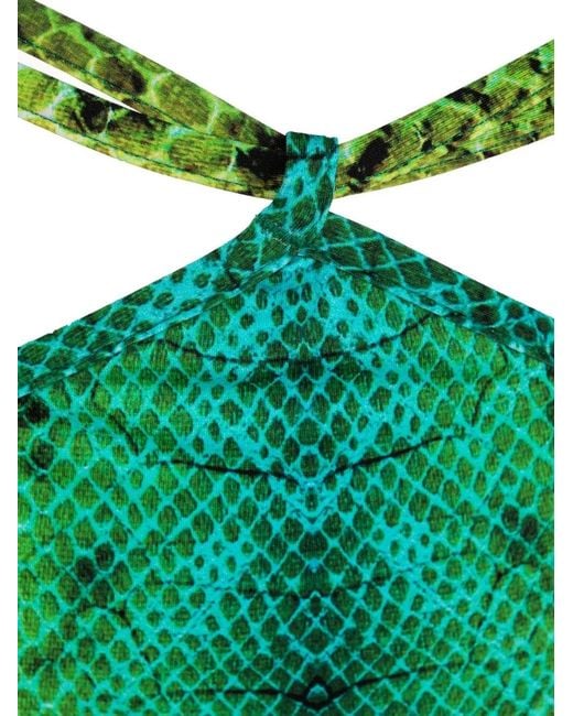 Noire Swimwear Green Snake-Print Isla Bikini