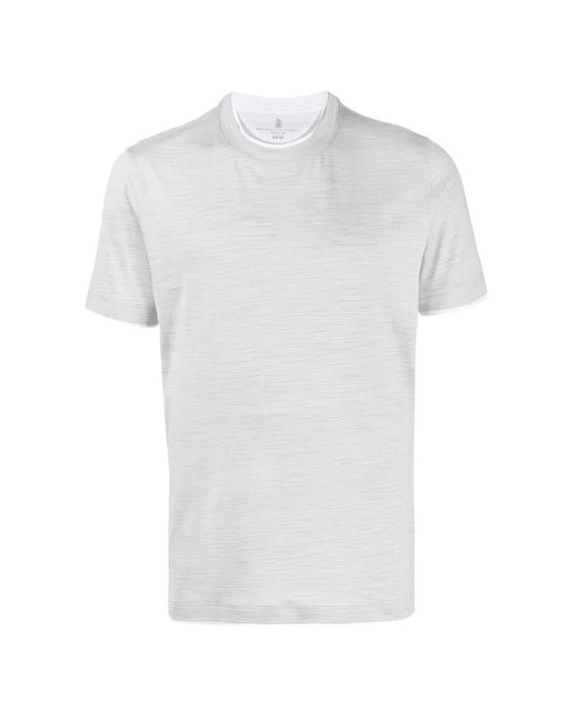 Brunello Cucinelli White Layered Crew-Neck T-Shirt for men