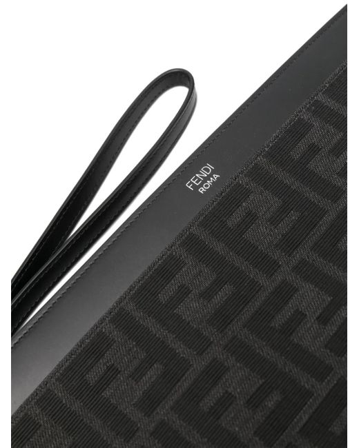 メンズ Fendi モノグラム クラッチバッグ Black