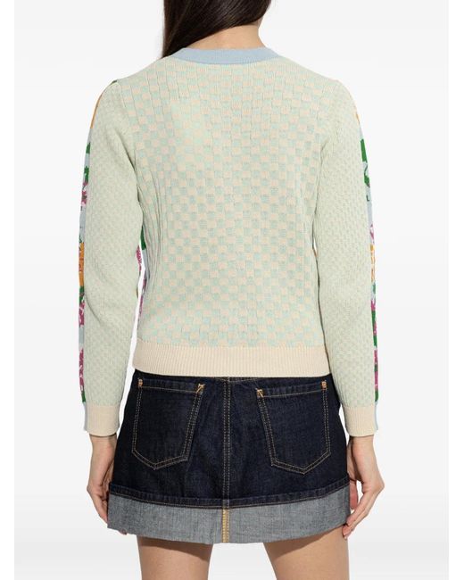 KENZO White Floral-Print Knitted Cardigan