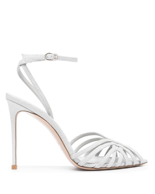 Sandales Embrace 110 mm à paillettes Le Silla en coloris White