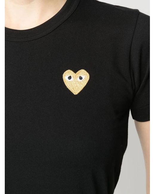 COMME DES GARÇONS PLAY Black Embroidered Heart T-Shirt