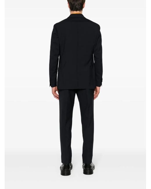 Lardini Black Double-Breasted Wool Suit for men