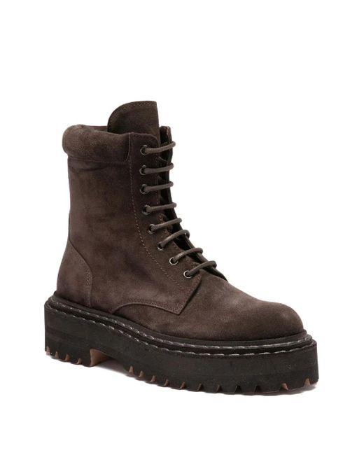 Officine Creative Brown Blossom Lace-Up Boots
