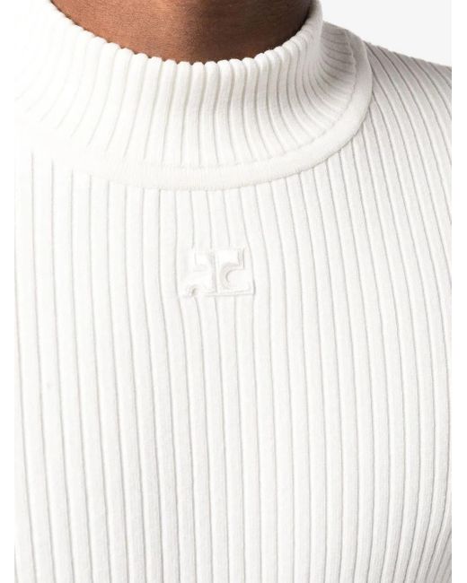 Maglione A Coste Con Applicazione di Courreges in White da Uomo