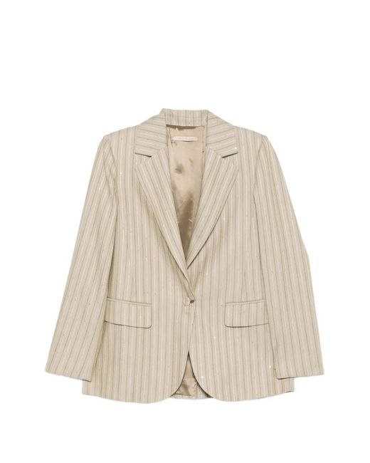 Pennyblack Natural Pinstripe Sequin-Embellished Blazer