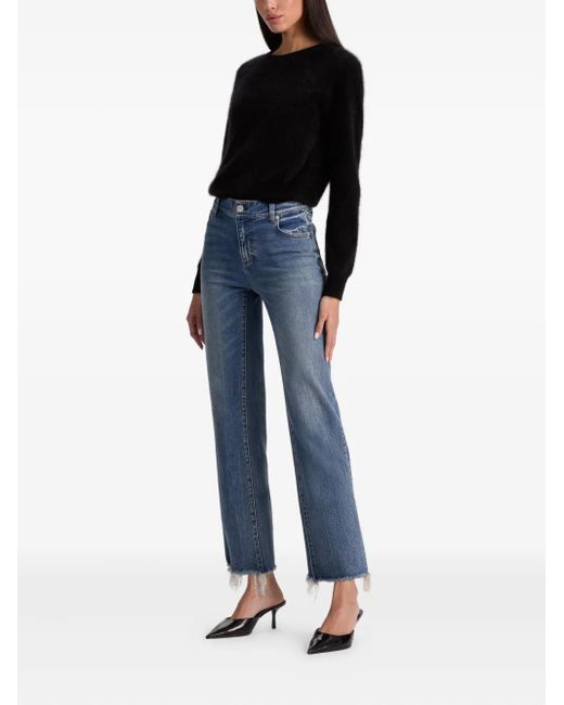 Alice + Olivia Black Crew-Neck Fluffy Sweater