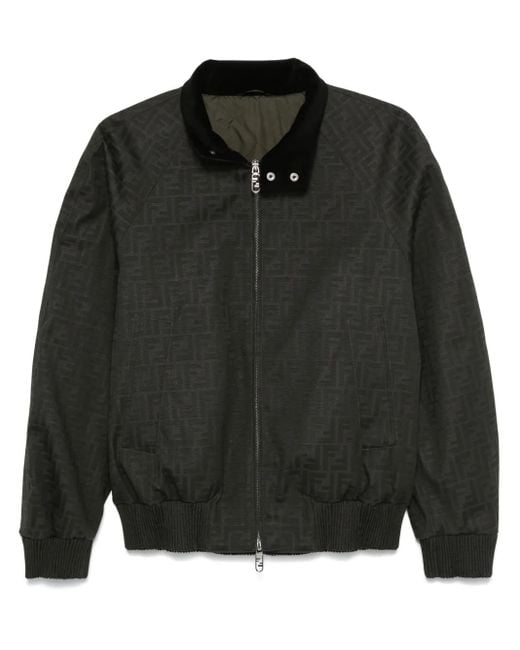 Fendi Black Ff-Jacquard Bomber Jacket for men