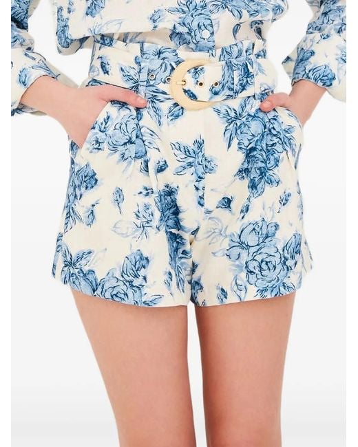 Cara Cara Blue Palmer Floral-Print Shorts