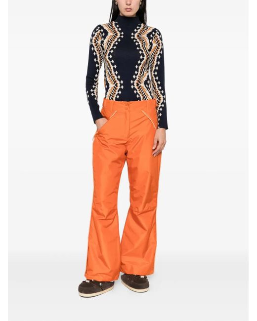Farm Rio Orange Side-Stripe Ski Pants