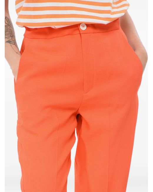 Setchu Orange Pleated Slit-Hem Trousers