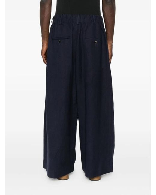 Uma Wang Blue Pleated Trousers for men
