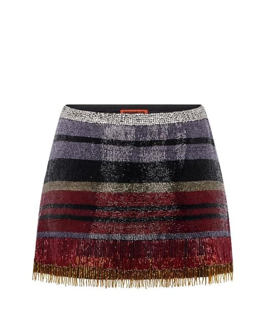 Simon Miller Red Beaded Striped Mini Skirt