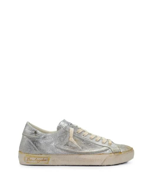 HTC White Vipers Distressed-Finish Low-Top Sneakers