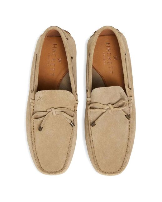 Hackett White Lace-Up Suede Loafers for men