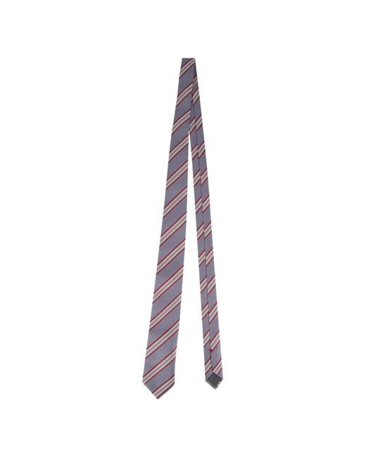 Brunello Cucinelli White Striped Silk Tie for men
