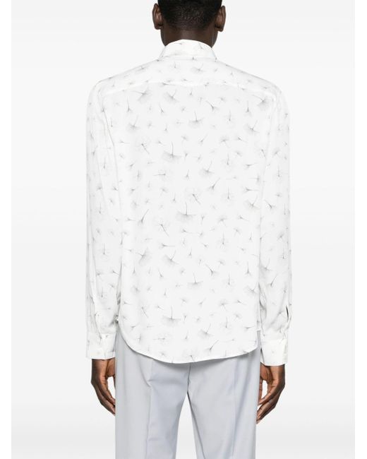 Patrizia Pepe White Floral-print Textured Shirt for men