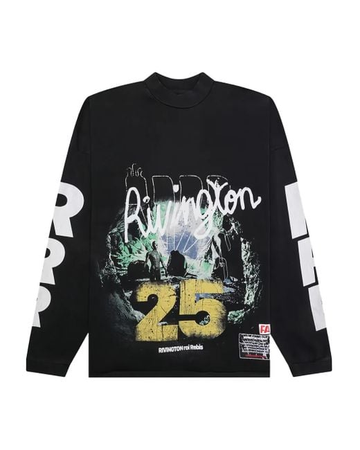 RRR123 Black Graphic-Print Long-Sleeve Sweatshirt for men