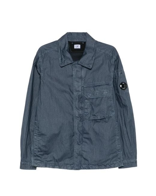 C P Company Blue Surchemise 50 Fili Wax for men
