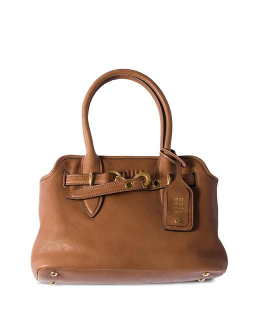 Miu Miu Brown Aventure Leather Shoulder Bag
