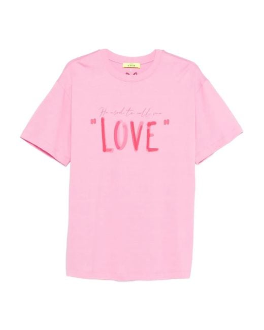 Twinset Women's Pink Graphic-Print T-Shirt