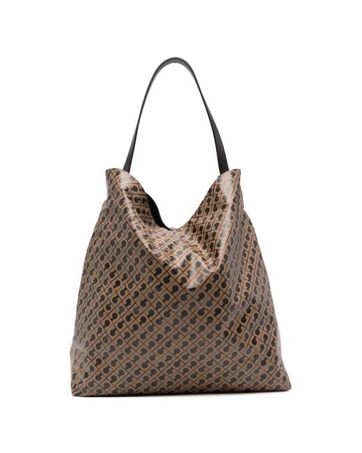 Gherardini Brown Monogram-Print Tote Bag