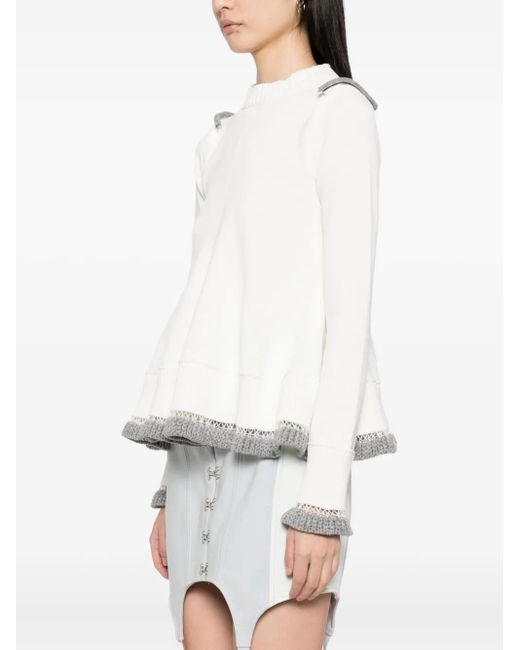 Sacai White Ruffled Jumper