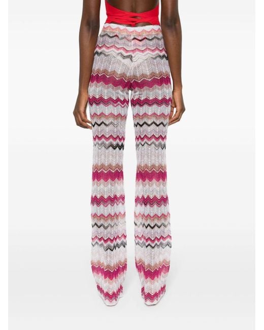 Pantaloni all'uncinetto con motivo a zigzag di Missoni in Pink