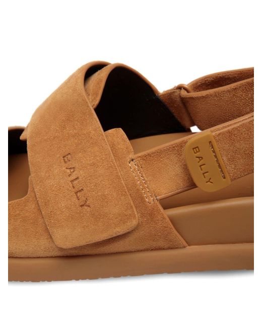 Bally Brown Newport Suede Touch-strap Sandals for men