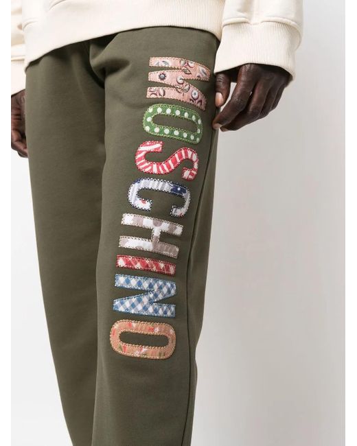 Moschino Green Logo-Print Track Pants for men