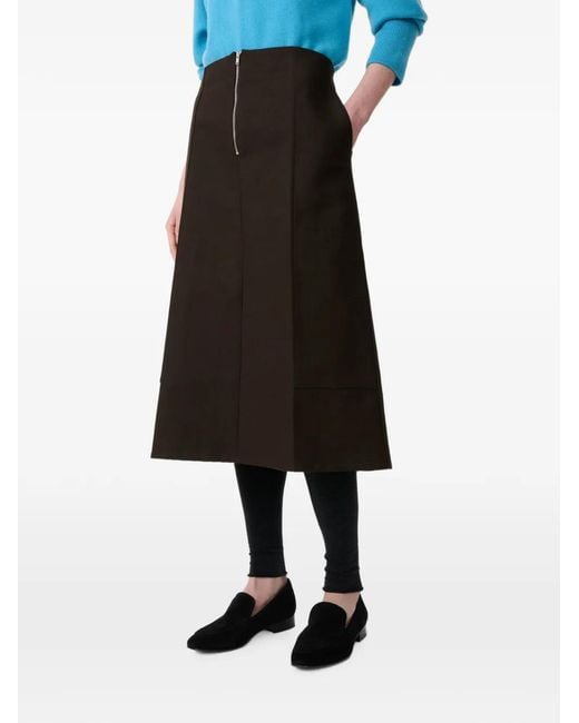Studio Nicholson Brown Darc Pressed-Crease Midi Skirt