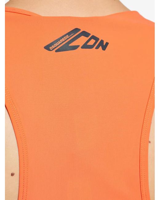 DSquared² Orange Icon Logo-Print Tank for men
