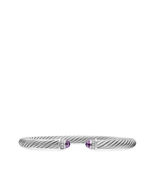 David Yurman White Sterling Classic Cable Diamond Bracelet (5Mm)