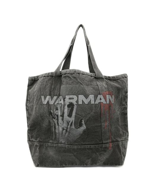 WARMAN Black Graphic Print Tote Bag