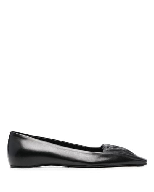 Totême Square-toe Leather Ballerina Shoes in Black | Lyst UK