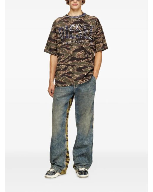 DIESEL Brown T-Boxt-T22 Tiger-Stripe Logo T-Shirt for men