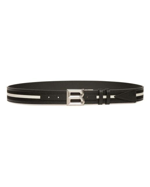 Bally Gestreifter Gürtel Mit B-Logo in Black für Herren