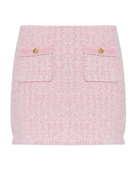 LoveShackFancy Pink Ellianna Pocket Heart-Button Mini Skirt