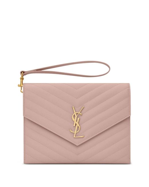 Saint Laurent Pink Cassandre Envelope-flap Clutch Bag