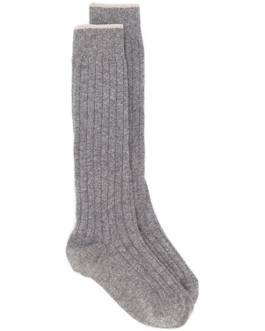 Brunello Cucinelli Gray Ribbed Socks for men