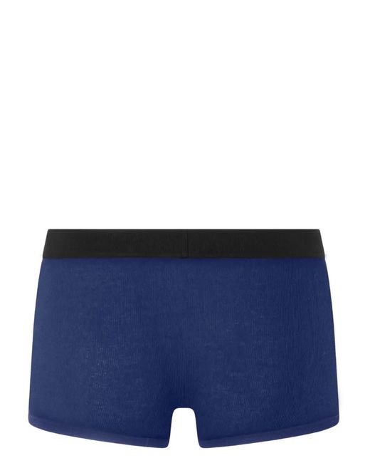 Versace Blue Cotton Ribbed Trunks for men