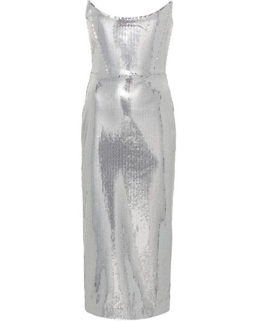 Alex Perry Gray -tone Strapless Sequinned Maxi Dress - Women's - Acetate/polyester/nylon